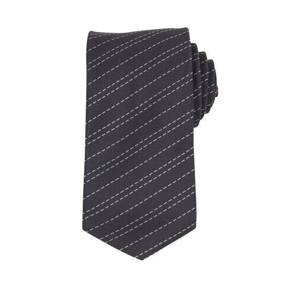 New JOHN LOBB Black 100% Silk Striped Neck Tie $250